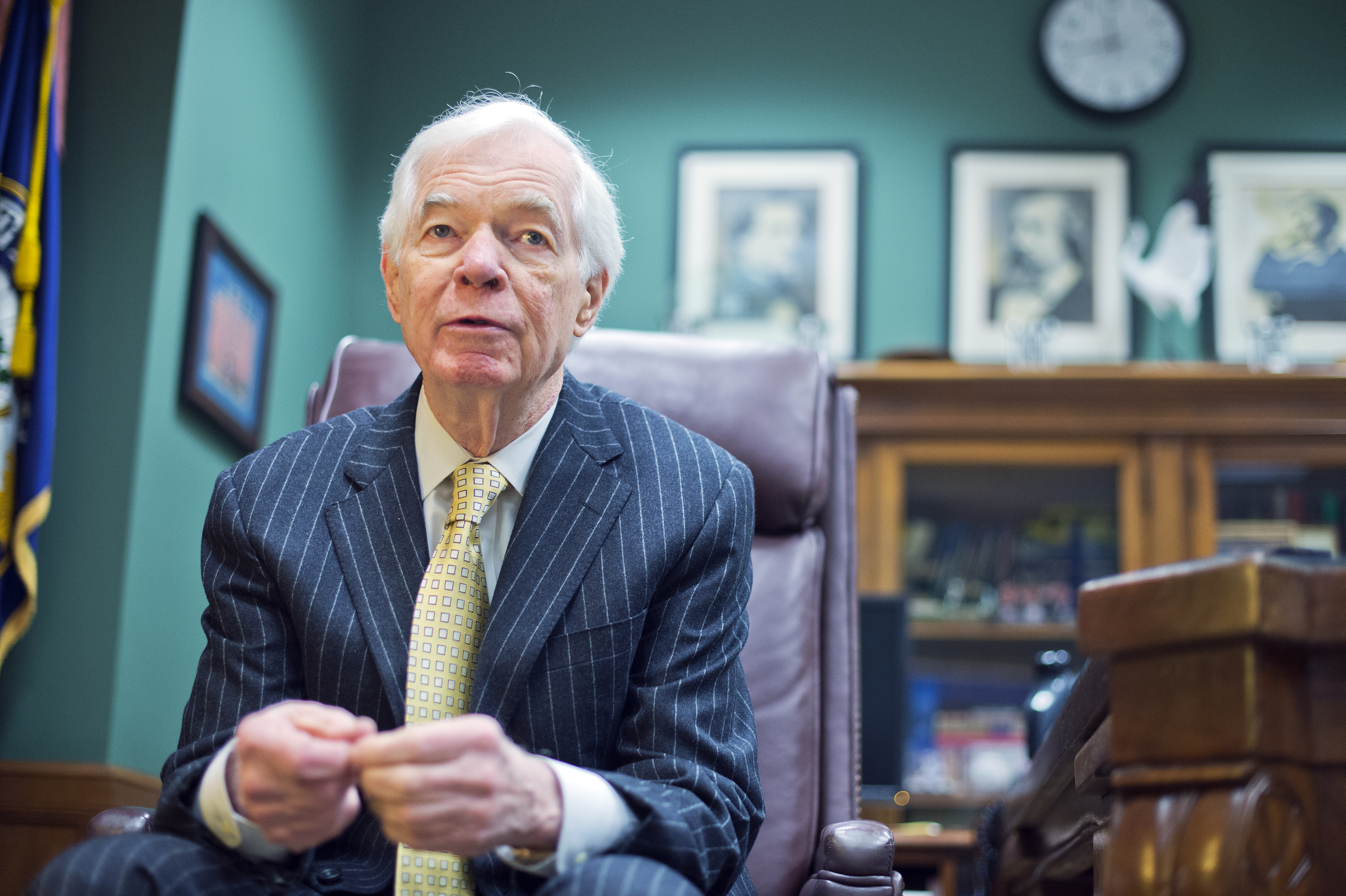 UNITED STATES - JANUARY 14: Sen. Thad Cochran, R-Miss., is interviewed by CQ Roll Call in his Dirksen Building office, January 14, 2015. (Photo By Tom Williams/CQ Roll Call)