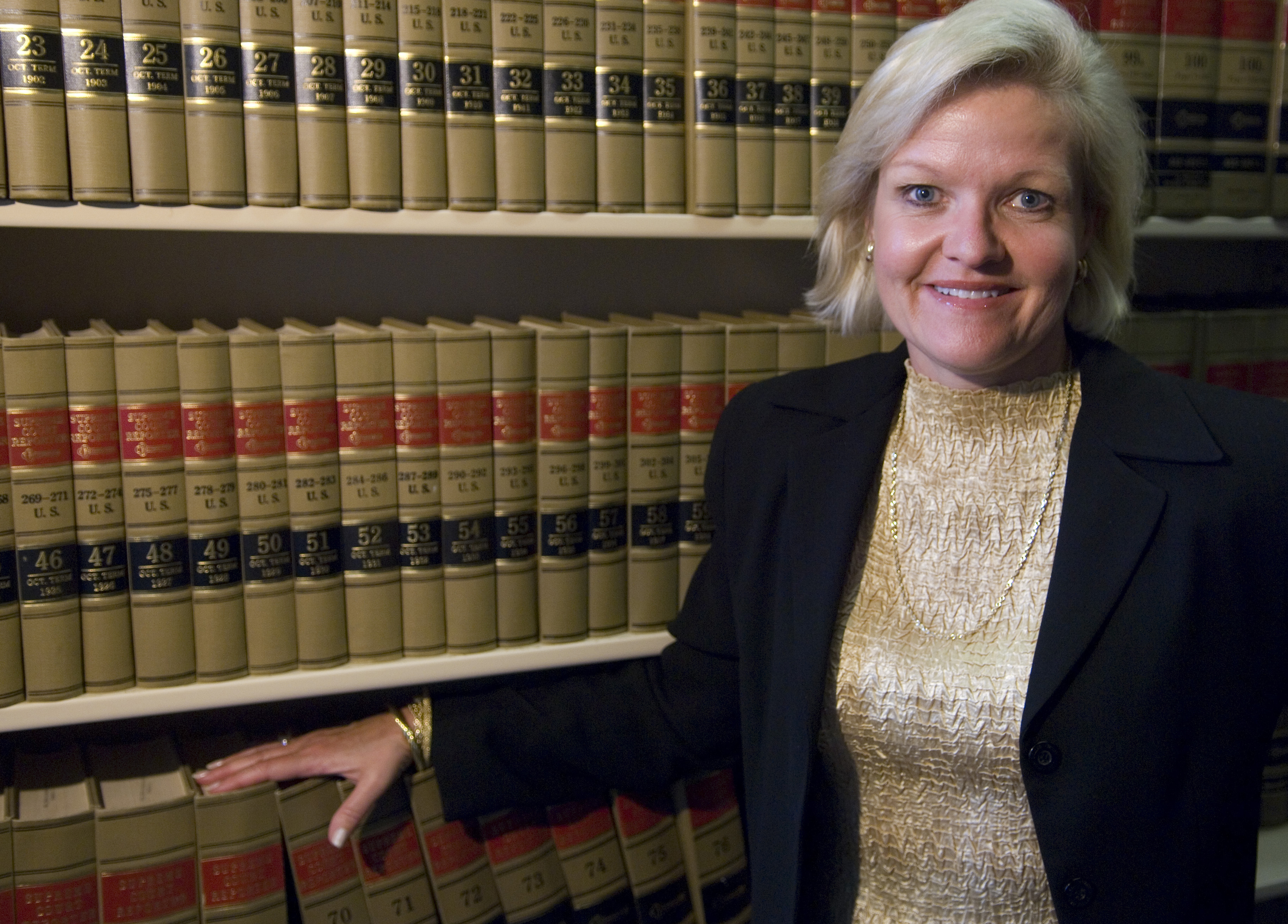 Cleta Mitchell, Esq., of Foley & Lardner, LLP, poses in the firm's law library on Tuesday, Sept. 11, 2007.