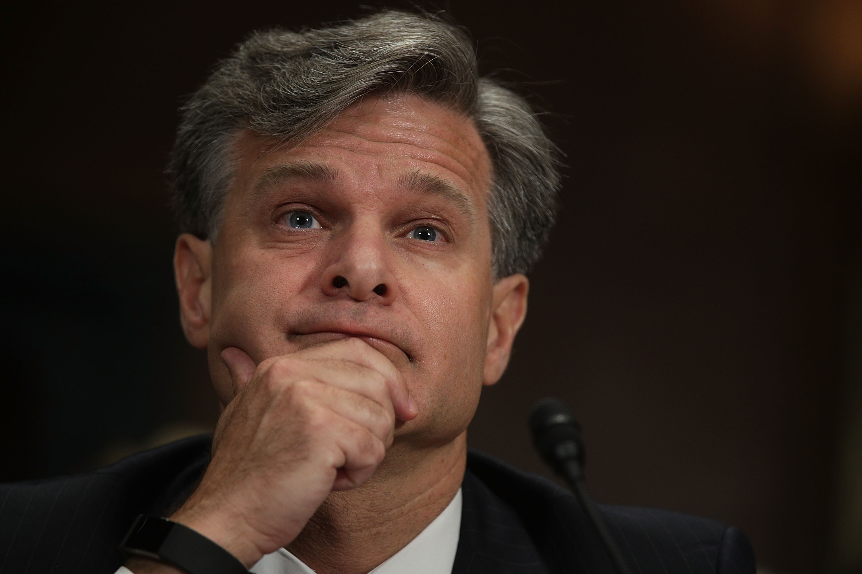 FBI Director nominee Christopher Wray testifies during his confirmation hearing before the Senate Judiciary Committee July 12, 2017 on Capitol Hill in Washington, DC. If confirmed, Wray will fill the position that has been left behind by former director James Comey who was fired by President Donald Trump about two months ago.