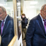 WASHINGTON, DC - JANUARY 24: Senate Minority Leader Chuck Schumer leaves after a press conference on the Senate impeachment trial of President Donald Trump on January 24, 2020 in Washington, DC. Democratic House managers conclude their opening arguments on Friday as the Senate impeachment trial of President Donald Trump continues into its fourth day. (Photo by Samuel Corum/Getty Images) *** Local Caption *** Chuck Schumer