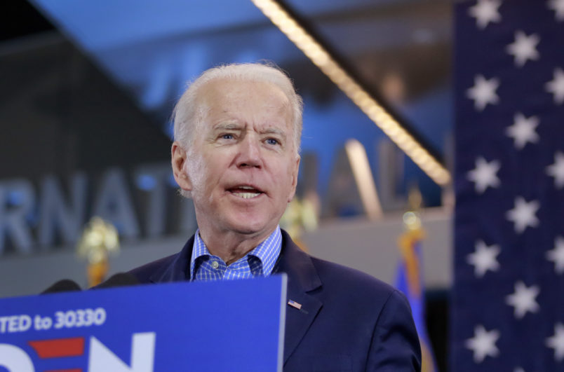 Democratic presidential hopeful and former Vice President Joe Biden speaks at a Nevada Caucus watch party on February 22, 2020, in Las Vegas, Nevada, during the Nevada caucuses. (Photo by Ronda Churchill / AFP)