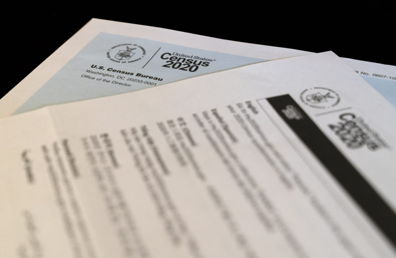 NEW YORK, UNITED STATES - 2020/03/20: In this photo illustration, U.S. Census 2020 materials received in the mail with an invitation to fill out census information online since field work has been suspended because of the COVID-19 outbreak. (Photo Illustration by Lev Radin/Pacific Press/LightRocket via Getty Images)