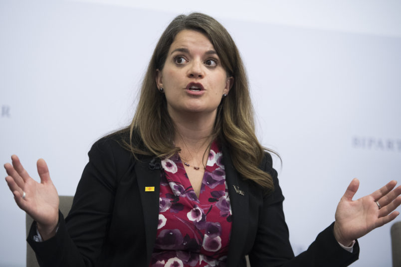 UNITED STATES - OCTOBER 11: Maggie Toulouse Oliver, New Mexico Secretary of State, participates in a discussion on elections at the Bipartisan Policy Center on October 11, 2018. (Photo By Tom Williams/CQ Roll Call)