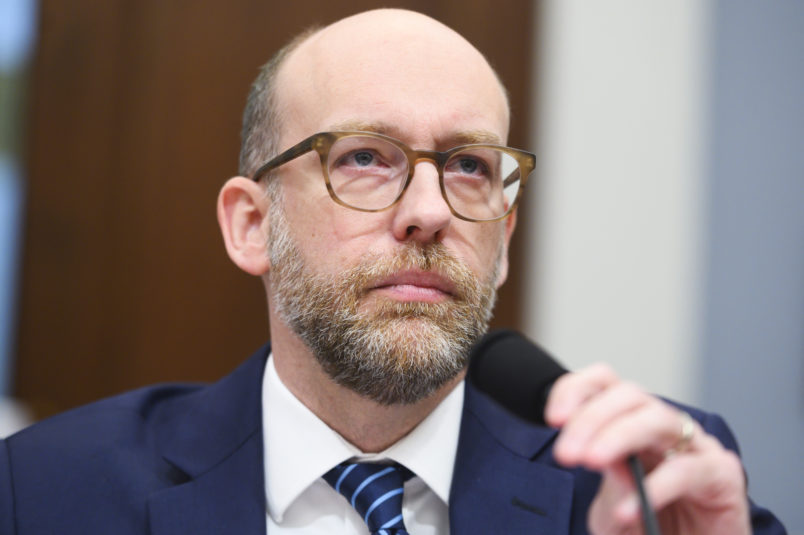 UNITED STATES - FEBRUARY 12: Russell Vought, acting director of the Office of Management and Budget, arrives to testify during the House Budget Committee hearing on “The President's 2021 Budget,” in Cannon Building on Wednesday, February 12, 2020. (Photo By Tom Williams/CQ Roll Call)