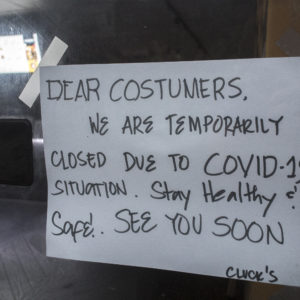 NEW YORK, NY - March 28: MANDATORY CREDIT Bill Tompkins/Getty Images Japanese restaurant closed due to the coronavirus COVID-19 pandemic on March 28, 2020 in New York City. (Photo by Bill Tompkins/Getty Images)