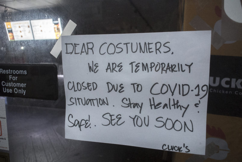 NEW YORK, NY - March 28:  MANDATORY CREDIT Bill Tompkins/Getty Images Japanese restaurant closed due to the coronavirus COVID-19 pandemic  on March 28, 2020 in New York City. (Photo by Bill Tompkins/Getty Images)