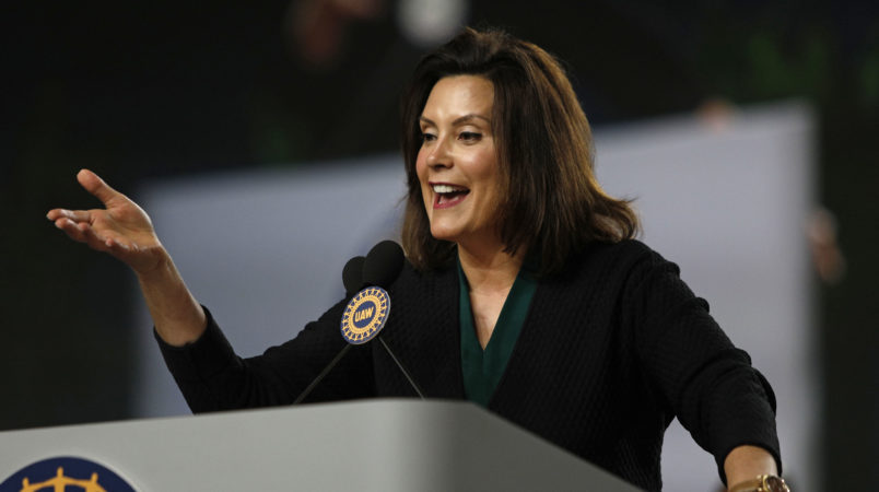 DETROIT, MI-JUNE 14: Michigan Democrat Gubernatorial candidate Gretchen Whitmer addresses the 37th United Auto Workers Constitutional Convention June14, 2018 at Cobo Center in Detroit, Michigan (Photo by Bill Pugliano/Getty Images)