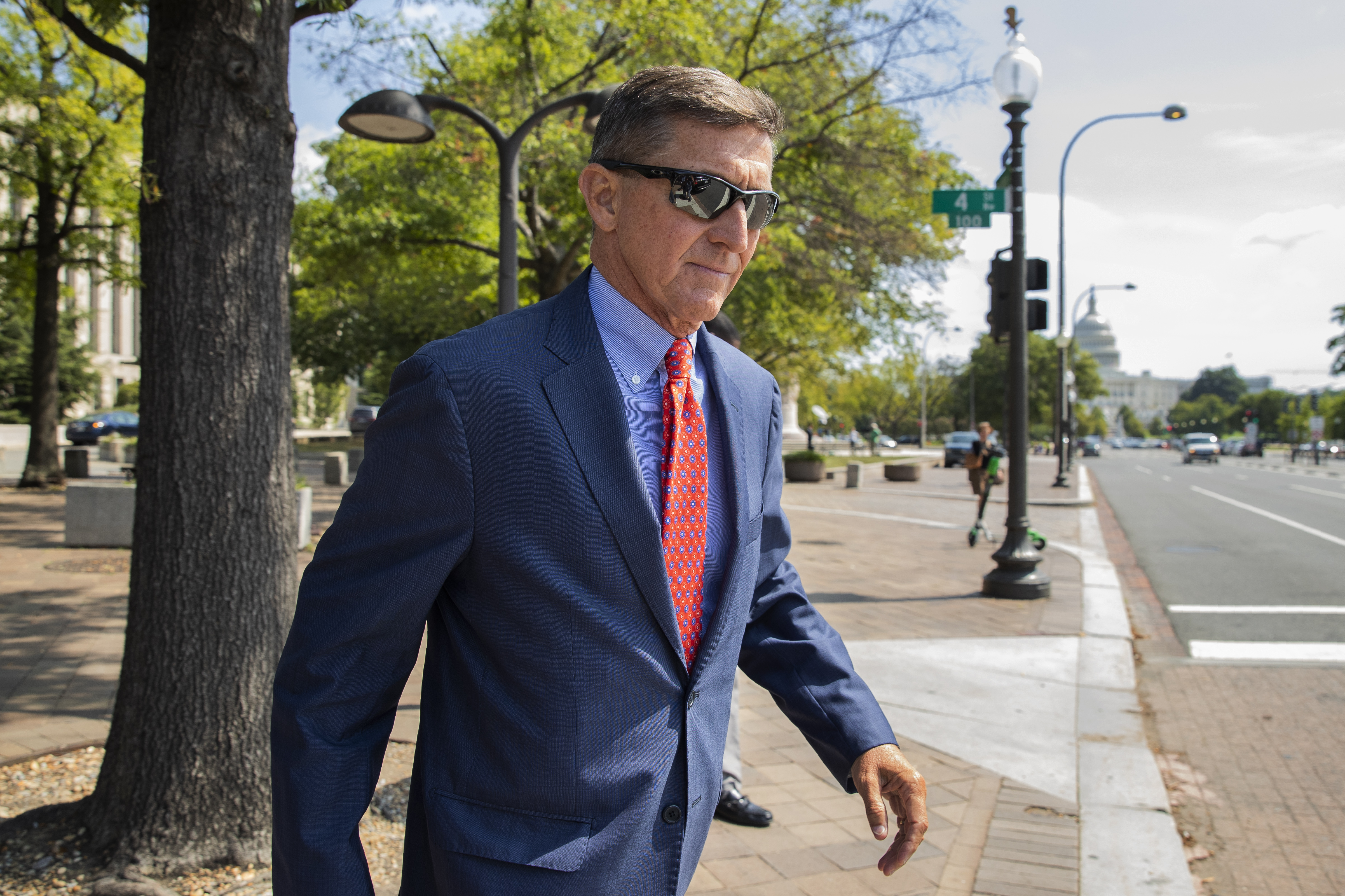 Michael Flynn, President Donald Trump's former national security adviser, leaves the federal court following a status conference with Judge Emmet Sullivan, in Washington, Tuesday, Sept. 10, 2019.  (AP Photo/Manuel Balce Ceneta)