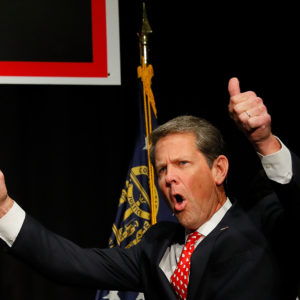 ATHENS, GA - NOVEMBER 06: Republican gubernatorial candidate Brian Kemp attends the Election Night event at the Classic Center on November 6, 2018 in Athens, Georgia. Kemp is in a close race with Democrat Stacey Abrams. (Photo by Kevin C. Cox/Getty Images)