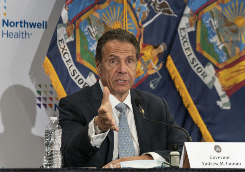 MANHASSET, NEW YORK, UNITED STATES - 2020/05/19: Governor Cuomo makes an announcement and holds briefing on COVID-19 response at Feinstein Institute for Medical Research. (Photo by Lev Radin/Pacific Press/LightRocket via Getty Images)