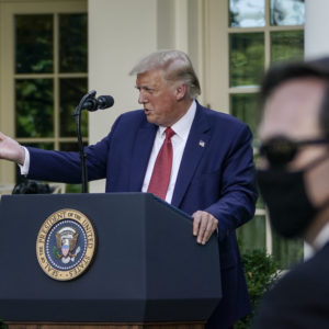 WASHINGTON, DC - JULY 14: U.S. President Donald Trump speaks to the press in the Rose Garden at the White House on July 14, 2020 in Washington, DC. President Trump spoke on several topics including Democratic presidential candidate Joe Biden, the stock market and relations with China as the coronavirus continues to spread in the U.S., with nearly 3.4 million confirmed cases. (Photo by Drew Angerer/Getty Images)