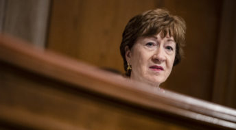 WASHINGTON, DC - JULY 21: Chairwoman Senator Susan Collins (R-ME) speaks during a Senate Special Committee of Aging hearing on “The COVID-19 Pandemic and Seniors: A Look at Racial Health Disparities” at the US Capitol on July 21, 2020 in Washington, DC. The committee is looking into the data that has been showing that communities of color have been disproportionately negatively affected by the spread of the coronavirus when compared to the caucasian population in the United States. (Photo by Samuel Corum/Getty Images) *** Local Caption *** Susan Collins