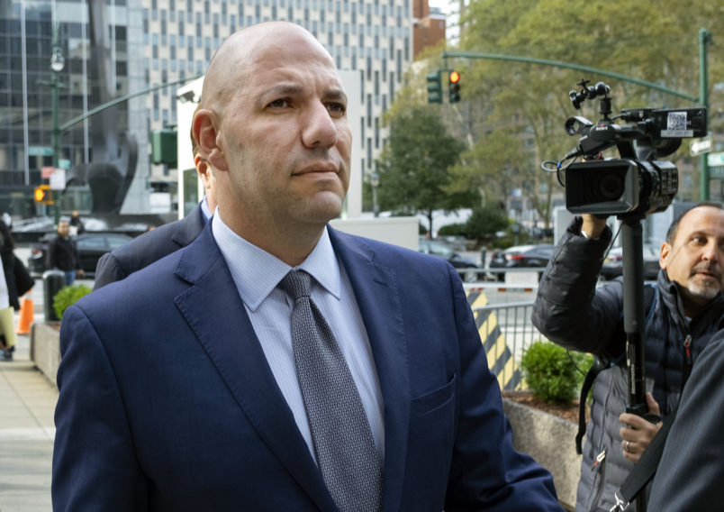 FILE- In this Oct. 17, 2019 file photo, David Correia walks from federal court in New York.  (AP Photo/Craig Ruttle, FIle)