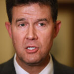 MONTGOMERY, AL - DECEMBER 12:  John  Merrill, Secretary of State of Alabama, speaks to the media in the Capitol building about the possible recount to determine the winner between Republican Senatorial candidate Roy Moore and his Democratic opponent Doug Jones on December 12, 2017 in Montgomery, Alabama. Mr. Moore and Mr. Jone are locked in a race that is too close to call in the special election to replace Attorney General Jeff Sessions in the U.S. Senate.  (Photo by Joe Raedle/Getty Images)