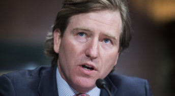 UNITED STATES - MAY 14: Christopher Krebs serves, director of the Department of Homeland Security's Cybersecurity and Infrastructure Security Agency, testifies during a Senate Judiciary Committee hearing in Dirksen Building titled "5G: National Security Concerns, Intellectual Property Issues, and the Impact on Competition and Innovation," on Tuesday, May 14, 2019. (Photo By Tom Williams/CQ Roll Call)