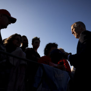 HICKORY, NC - NOVEMBER 01: Republican U.S. Senate candidate Sen. Thom Tillis (R-NC) greets supporters before President Donald Trump holds a campaign rally at the Hickory Regional Airport on November 1, 2020 in Hickory, North Carolina. Early voting in North Carolina, which ended Saturday, drew over 4.5 million voters to the polls. (Photo by Michael Ciaglo/Getty Images)