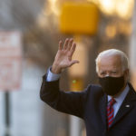 WILMINGTON, DE - NOVEMBER 23: President-elect Joe Biden waves as he departs the Queen Theatre after meeting virtually with the United States Conference of Mayors on November 23, 2020 in Wilmington, Delaware. As President-elect Biden waits to be approved for official national security briefings, the names of top members of his national security team are being announced to the public. (Photo by Mark Makela/Getty Images)