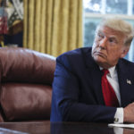 President Donald Trump listens during an event commemorating the repatriation of Native American remains and artifacts from the Republic of Finland in the Oval Office of the White House on Thursday, Sept. 17, 2020, Washington, DC.(Photo by Oliver Contreras/For The New York Times)