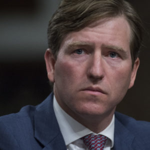UNITED STATES - OCTOBER 19: Christopher Krebs, acting Homeland Security Undersecretary for the National Protection and Programs Directorate, testifies during a Senate Armed Services Committee hearing in Dirksen Building on cyber-attack defense on October 19, 2017. (Photo By Tom Williams/CQ Roll Call)