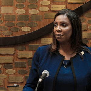 ROCHESTER, NY - SEPTEMBER 20:  New York State Attorney General Letitia James speaks at a news conference about the ongoing investigation into the death of Daniel Prude September 20, 2020 in Rochester, New York. Prude died March 30 after being taken off life support following his arrest by Rochester police.   (Photo by Joshua Rashaad McFadden/Getty Images)
