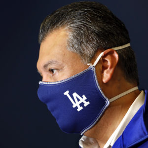 Los Angeles, California—Oct. 30, 2020—California Secretary of State Alex Padilla visits Dodger Stadium on Oct. 30, 2020.  (Carolyn Cole/ Los Angeles Times)