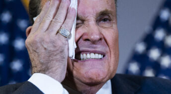 UNITED STATES - NOVEMBER 19: Rudolph Giuliani, attorney for President Donald Trump, conducts a news conference at the Republican National Committee on lawsuits regarding the outcome of the 2020 presidential election on Thursday, November 19, 2020. (Photo By Tom Williams/CQ Roll Call)
