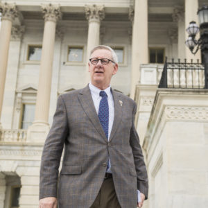 UNITED STATES - OCTOBER 26: Rep. Paul Mitchell, R-Mich., leaves the Capitol after the House passed a fiscal 2018 budget resolution on October 26, 2017. (Photo By Tom Williams/CQ Roll Call)
