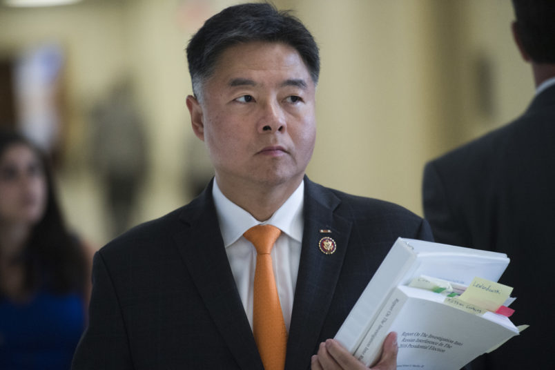 UNITED STATES - SEPTEMBER 17: Rep. Ted Lieu, D-Calif., arrives for the House Judiciary Committee hearing titled “Presidential Obstruction of Justice and Abuse of Power,” in Rayburn Building on Tuesday, September 17, 2019. Corey Lewandowski, former campaign manager for the Trump presidential campaign, testified. (Photo By Tom Williams/CQ Roll Call)