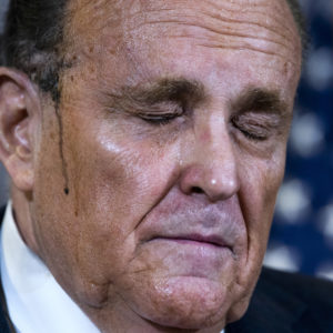 UNITED STATES - NOVEMBER 19 (FILE): Rudolph Giuliani, attorney for President Donald Trump, conducts a news conference at the Republican National Committee on lawsuits regarding the outcome of the 2020 presidential election on Thursday, November 19, 2020. (Photo By Tom Williams/CQ Roll Call)