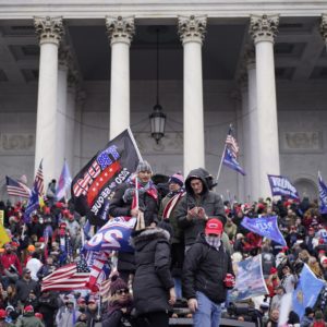 WASHINGTON, DC - JANUARY 06: Protesters gather storm the Capitol and halt a joint session of the 117th Congress on Wednesday, Jan. 6, 2021 in Washington, DC. (Kent Nishimura / Los Angeles Times)