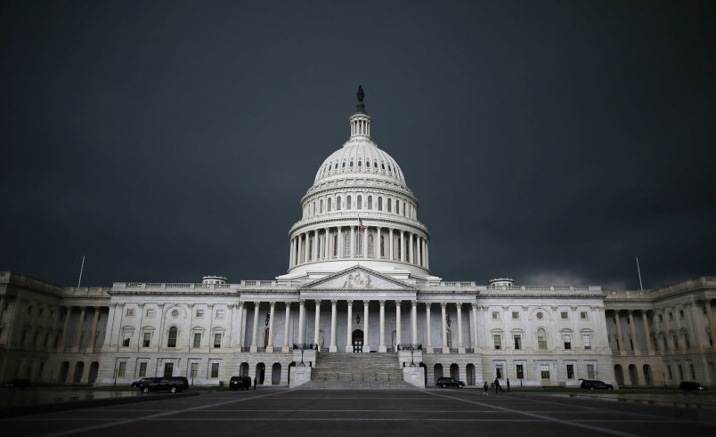 WASHINGTON, DC - JUNE 13: Storm cloads fill the sky over the U.S. Capitol Building, June 13, 2013 in Washington, DC. Potentially damaging storms are forecasted to hit parts of the east coast with potential for causing power wide spread outages. (Photo by Mark Wilson/Getty Images)