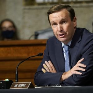 Sen. Chris Murphy, D-Conn., speaks during a Senate Foreign Relations Committee hearing on Capitol Hill in Washington, Thursday, Sept. 24, 2020, on U.S. policy in a changing Middle East. (AP Photo/Susan Walsh, Pool)