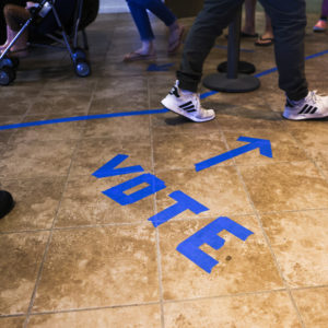 CHARLESTON, SC - OCTOBER 30: People head to the voting booths to cast their in-person absentee ballots at Seacoast Church West Ashley on October 30, 2020 in Charleston, South Carolina. (Photo by Michael Ciaglo/Getty Images)