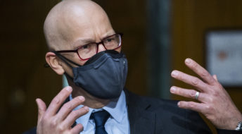 UNITED STATES - MARCH 04: Colin H. Kahl, nominee for Defense undersecretary for policy, is seen before his Senate Armed Services Committee confirmation hearing in Dirksen Building on Thursday, March 4, 2021. (Photo By Tom Williams/CQ Roll Call)
