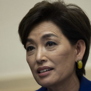 Representative Young Kim, a Republican from California, speaks during a hearing in Washington, D.C., U.S., on Wednesday, March 10, 2021. The Biden administration is considering withdrawing all troops from Afghanistan by May 1 as it leans on President Ashraf Ghani to accelerate peace talks with the Taliban, including by supporting a proposal for six-nation discussions that include Iran. Photographer: Ting Shen/Bloomberg