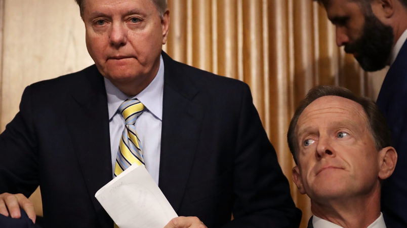 The Senate Finance Committee holds a hearing about the proposed Graham-Cassidy Healthcare Bill in the Dirksen Senate Office Building on Capitol Hill September 25, 2017 in Washington, DC. Demonstrators filled the hearing room and protested the legislation, the next in a series of Republican proposals to replace the Affordable Care Act, also called Obamacare.