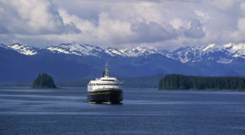 ALASKA, UNITED STATES - 1994/01/01: USA, Alaska, Inside Passage, Frederick Sound, Near St. Petersburg, Alaskan State Ferry, M/v Matanuska. (Photo by Wolfgang Kaehler/LightRocket via Getty Images)