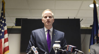 US Attorney William McSwain speaks during a press conference about Operation Shattered Thursday. Photo by Lauren A. Little  3/14/2019