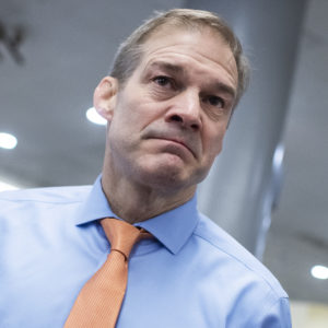 UNITED STATES - JANUARY 28: Rep. Jim Jordan, R-Ohio, talks with reporters in the senate subway before the continuation of the impeachment trial of President Donald Trump on Tuesday, January 28, 2020. (Photo By Tom Williams/CQ Roll Call)