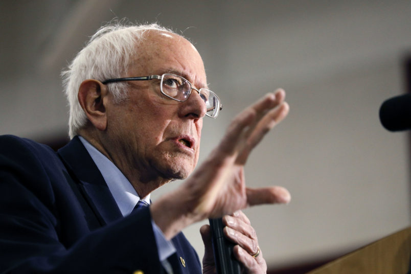 DEARBORN, MI - MARCH 07: Democratic presidential candidate Sen. Bernie Sanders (I-VT) speaks at a campaign rally at Salina Intermediate School on March 7, 2020 in Dearborn, Michigan. (Photo by Bill Pugliano/Getty Images)