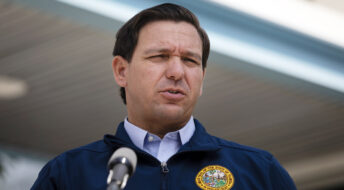 MIAMI, FL - AUGUST 29: Governor Ron DeSantis gives a briefing regarding Hurricane Dorian to the media at National Hurricane Center on August 29, 2019 in Miami, Florida. (Photo by Eva Marie Uzcategui/Getty Images)