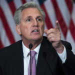 UNITED STATES - AUGUST 30: House Minority Leader Kevin McCarthy, R-Calif., makes remarks during a roundtable discussion with House Republican ranking members and veterans on the U.S. withdrawal from Afghanistan in the Capitol Visitor Center on Monday, August 30, 2021. (Photo By Tom Williams/CQ Roll Call)